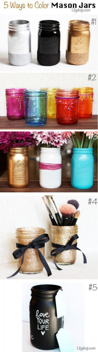 DIY Color Mason Jars 5 Ways